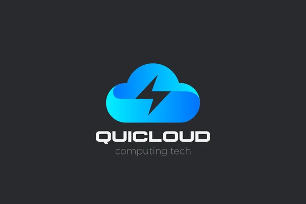 Cloud Computing Flash Snelle Snelheid Logo Ontwerp Vector Template — Stockvector