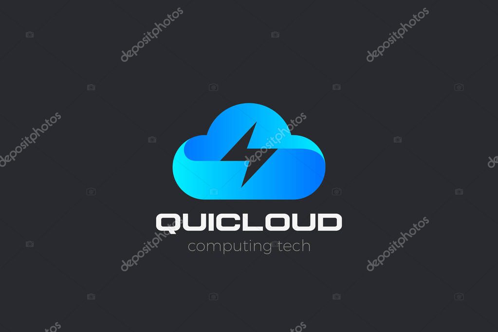 Cloud computing Flash fast speed Logo design vector template