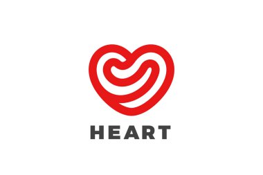 Heart Love Logo tasarım vektörü Linear Outline biçimi. Sevgililer Günü Romantik Yardım Vakfı Logotype konsept ikonu.