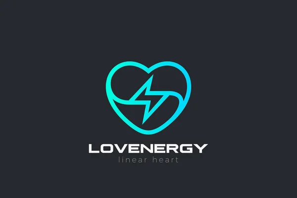 Coração Amor Logo Design Vetor Modelo Linear Outline Estilo — Vetor de Stock