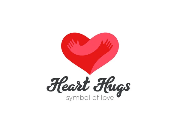 Heart Love Hugs Logo Przytulanie Hands Design Vector Template Walentynki — Wektor stockowy