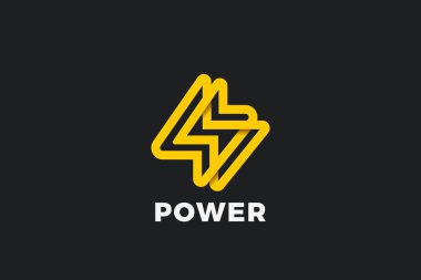 Flash Energy Logo Şimşeği Döngülü Geometrik Tasarım Vektörü Doğrusal Tasarım Şablonu Biçimi. Sonsuz Güç Bataryası Logotype konsept simgesi.