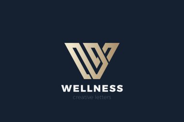 W Harfi Logo Monogram tasarım vektörü Lineer Ana Hattı Lüks Moda Şirketi.