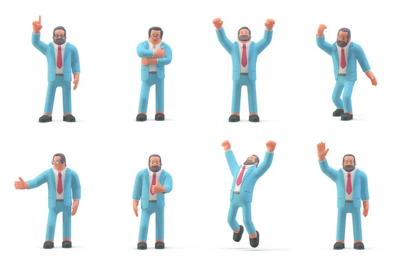 Business Man People Standing Different Poses Men Group Set Illustration — 스톡 사진