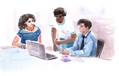 ofis tanıtımı toplantı iş adamları.