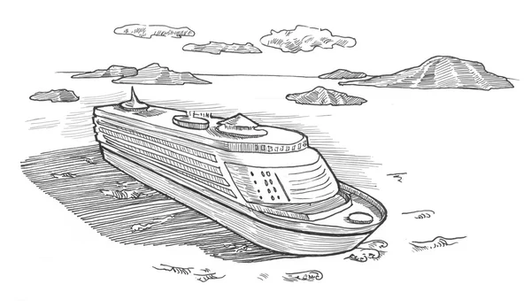 Ilustracja oceanu statek wycieczkowy — Zdjęcie stockowe