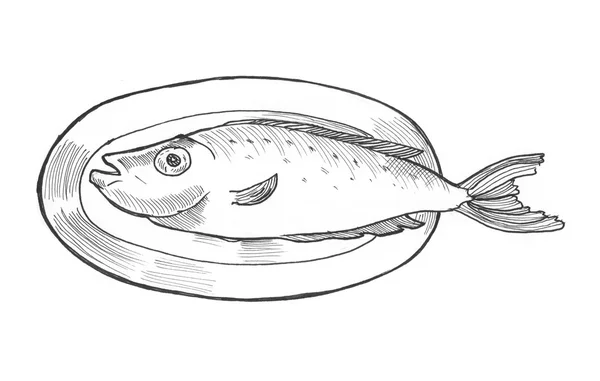 Pintura a lápis ilustração de peixe — Fotografia de Stock