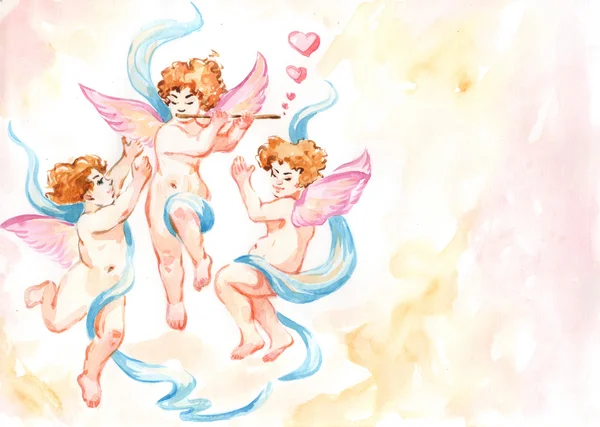 Carte postale des Cupidons de Saint Valentin — Photo