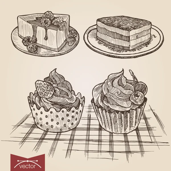 Conjunto de pasteles y tartas —  Fotos de Stock