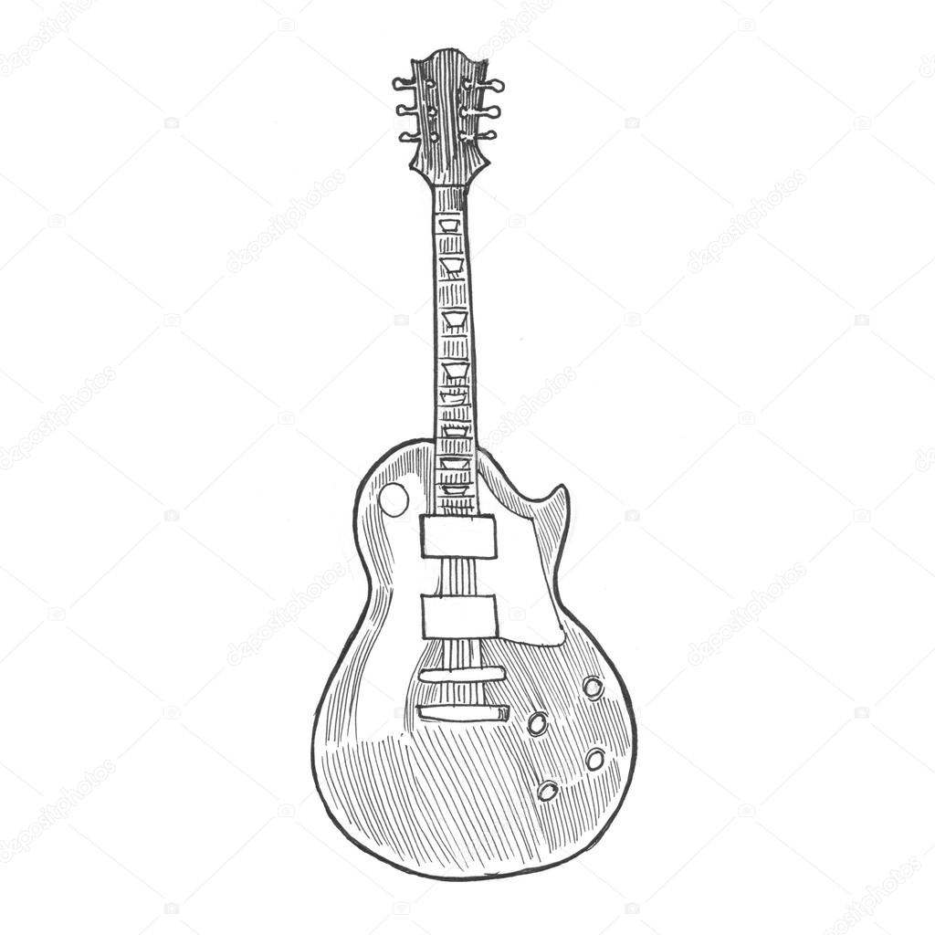 pencil drawing of a guitar