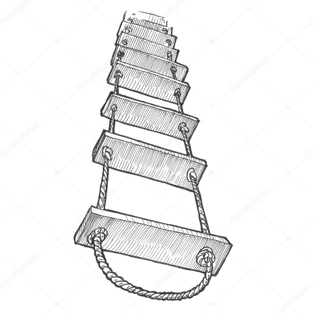 how to draw rope ladders easy