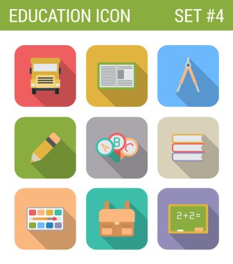 Düz stil eğitim Icon set.