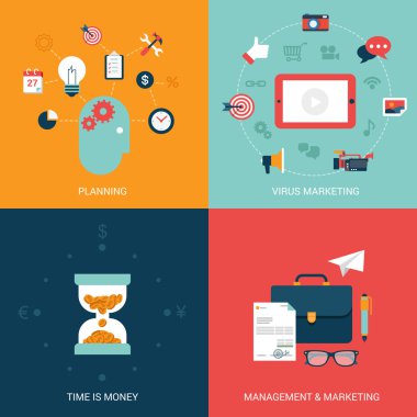 Düz tasarım süreçleri Icons set