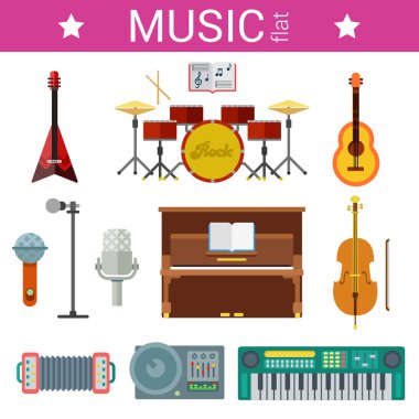 musical instruments icon set clipart