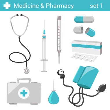 Flat style medical  equipment icons
