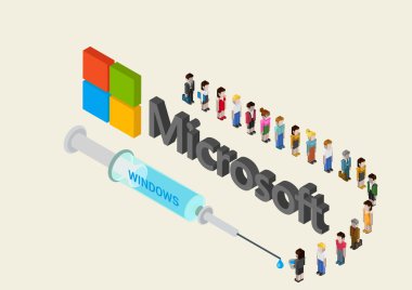 concept of Microsoft Windows addiction.  clipart