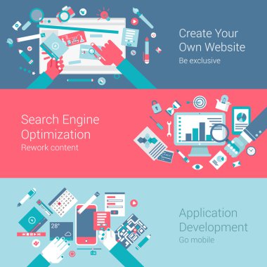 Web sitesi oluşturma düz simgeleri