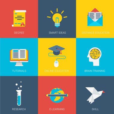 education smart idea research  icons