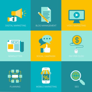 online digital marketing business  icons