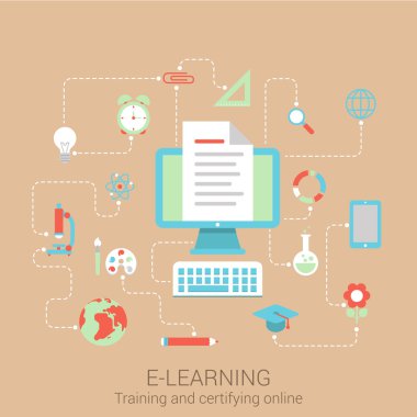 Modern flat design concept for e-learning