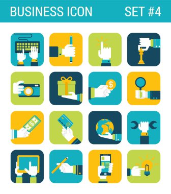 Business  icons set hands