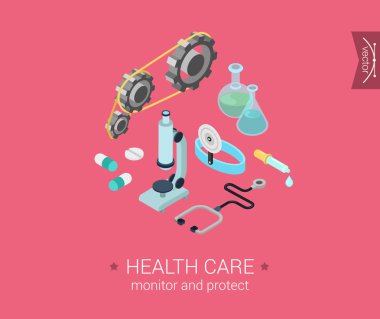 Health care  isometric pixel art clipart