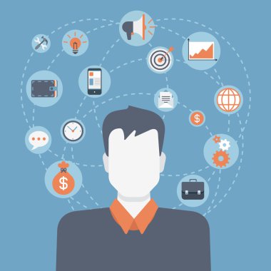 Web iş adamı Infographic kolaj.