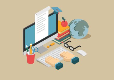 web isometric online education clipart