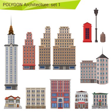 Polygonal style skyscrapers and  houses
