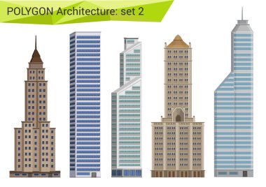 Polygonal style skyscrapers and  houses
