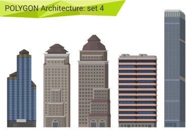 Polygonal style skyscrapers and  houses