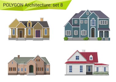 Polygonal style houses and buildings set.