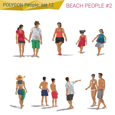 Poligonal tarzı beach insanlar