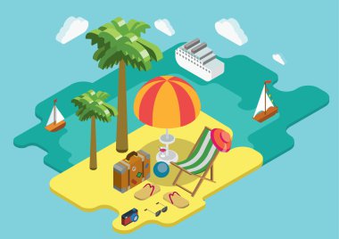 yaz tatil izometrik tasarım konsepti