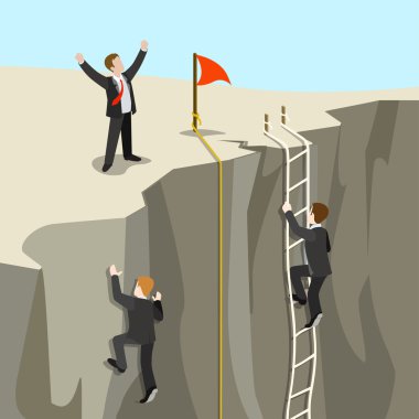 Businessmen competition climb from abyss