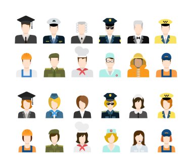 İnsanlar işçi Tekdüzen Icons Set