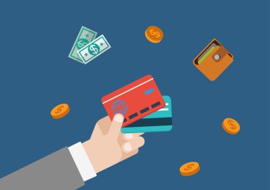 Businessman hand holding bank cards