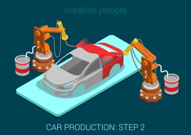 Car production plant process clipart