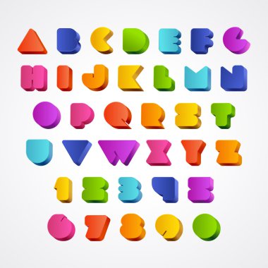 ABC şık yuvarlak yazı kümesi.