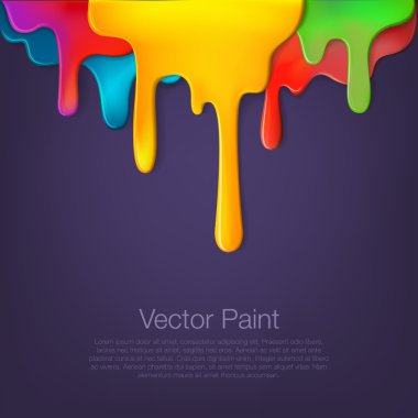Multicolor paint dripping on background.