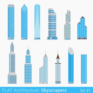 Flat style modern buildings skyscrapers