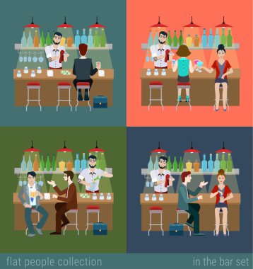 Bar ve barmen gençlerin kümesi