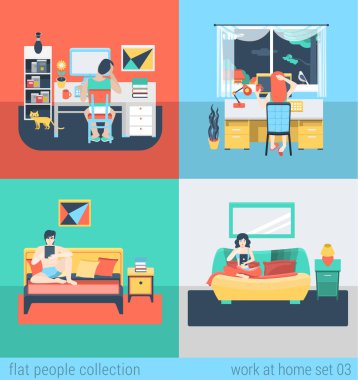 Set of freelance homework workplace.