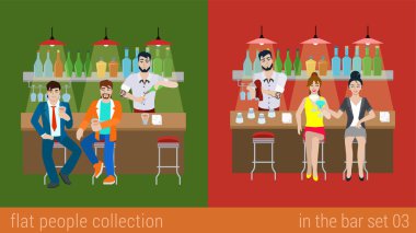Set of friends in the bar