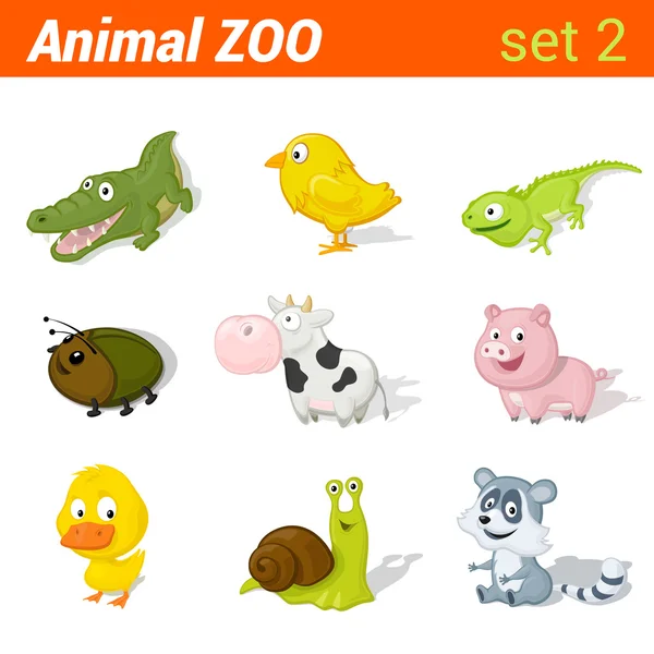 Funny baby animals icon set. — Stock Vector