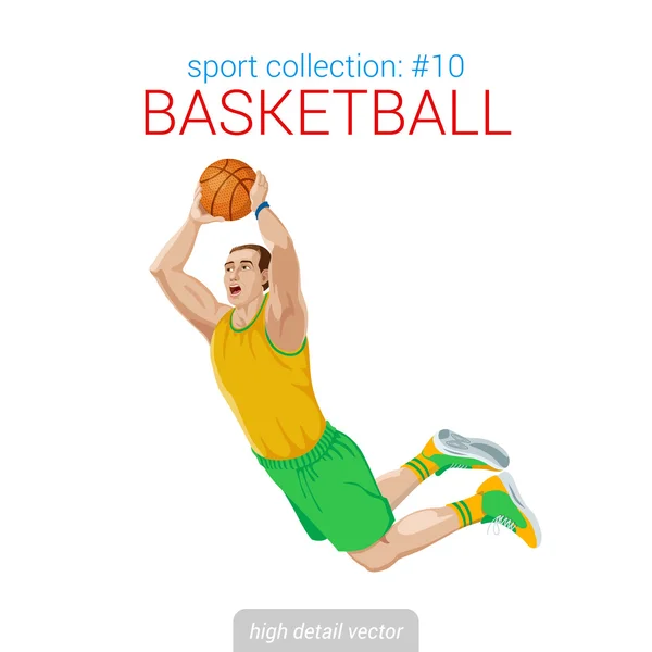 Basketball player  jam jump. — Διανυσματικό Αρχείο