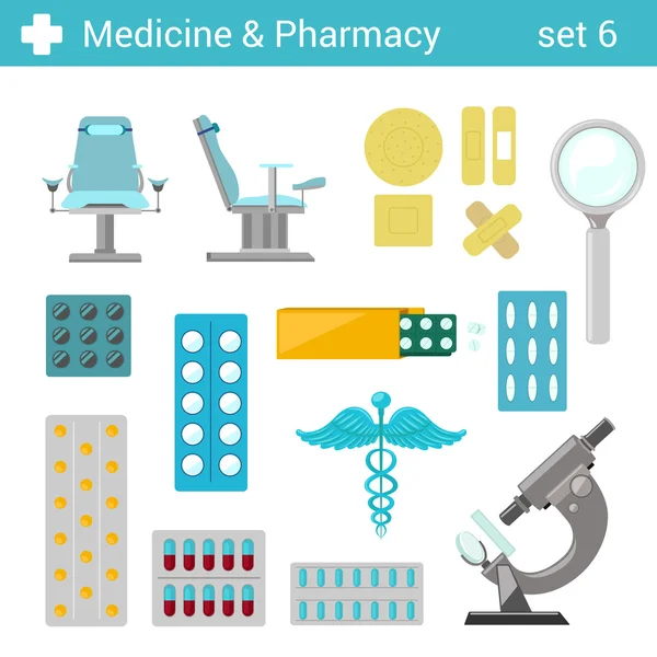 Medical pharmaceutical hospital icons — Stock Vector