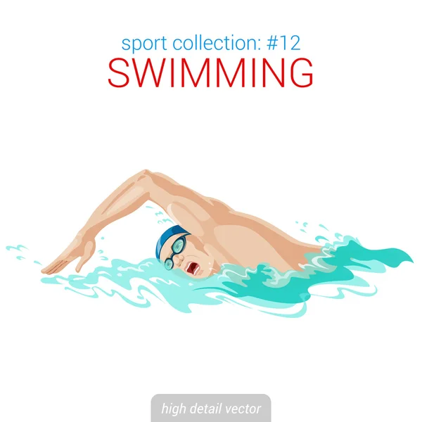 Illustration détaillée du nageur . — Image vectorielle