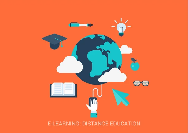 E-learning concepto de educación a distancia . — Archivo Imágenes Vectoriales