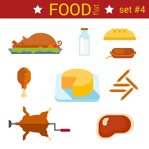 Flat design food icon set. — Stock Vector